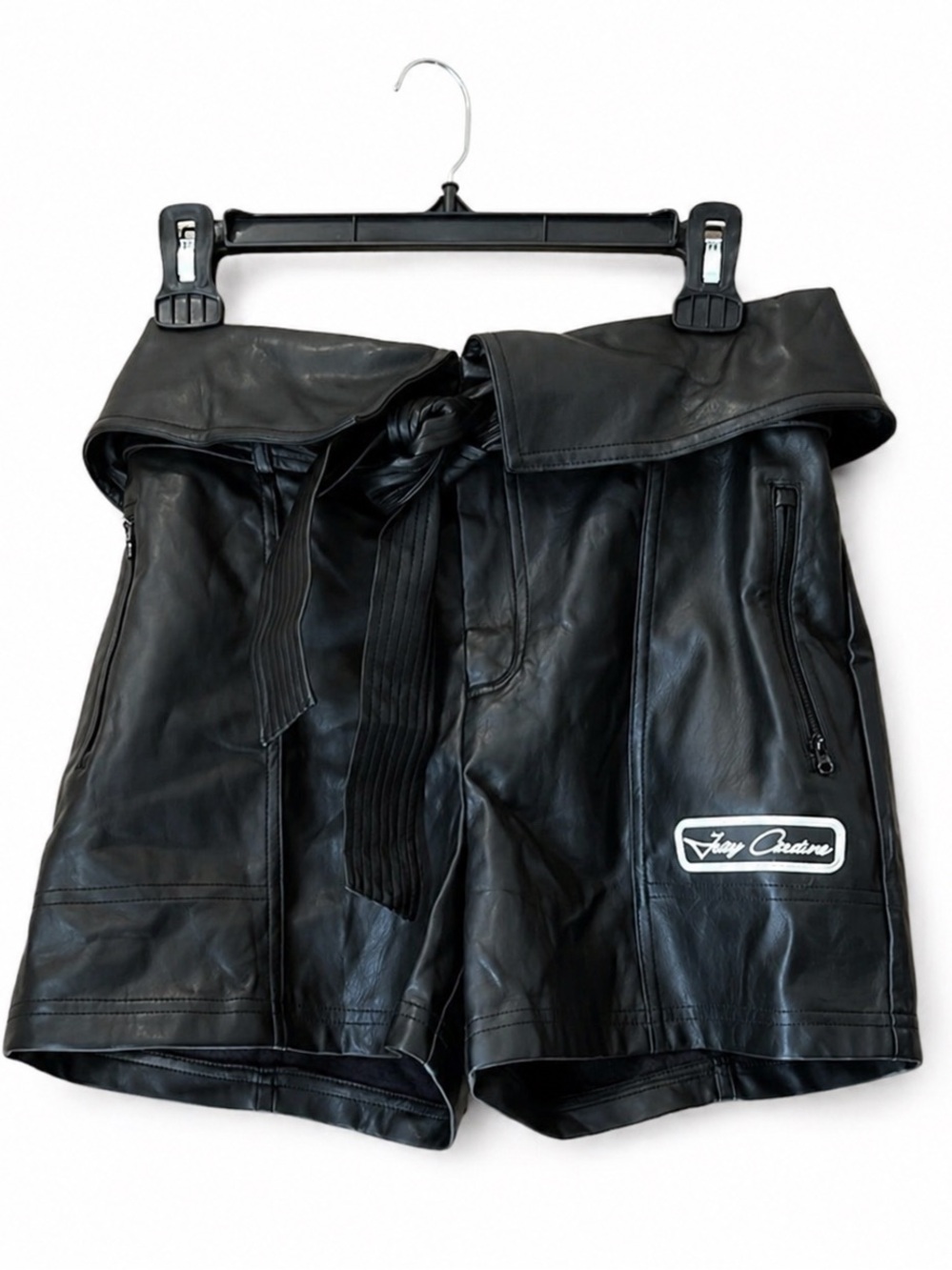 Juicy Couture Black Faux Leather Belted High Rise Paperbag Shorts Medium